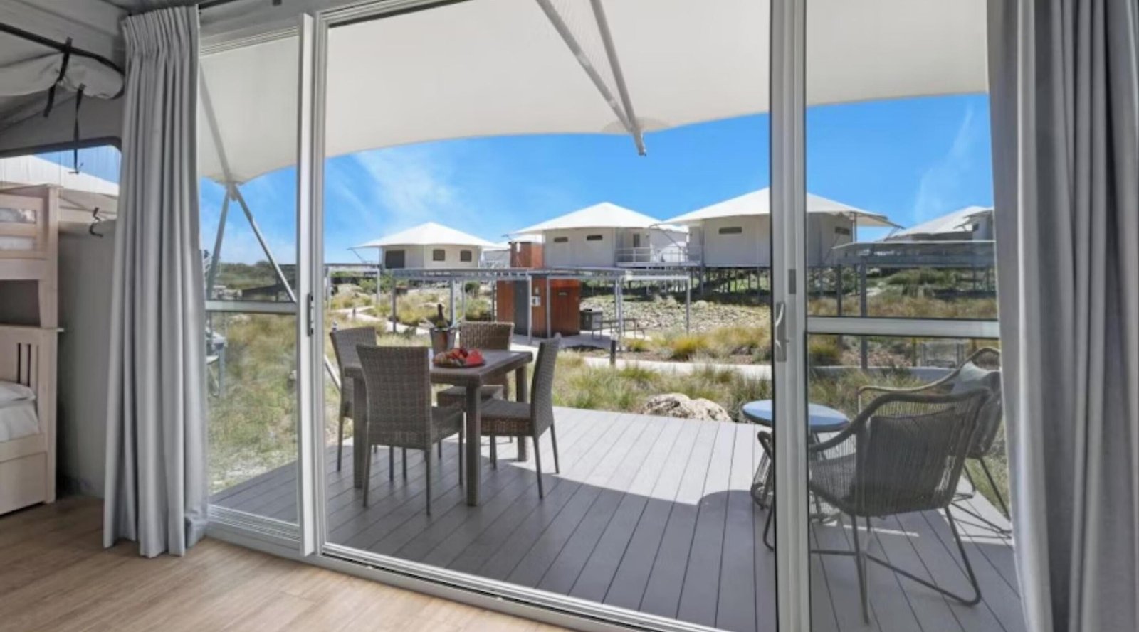 Private eco-tent deck at Discovery Resorts Rottnest Island